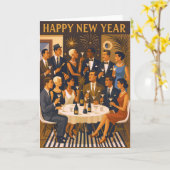 Mid Century Modern Martini Intellectuals New Year カード (黄色い花)