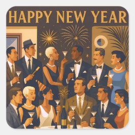 Mid Century Modern Martini Intellectuals New Year スクエアシール