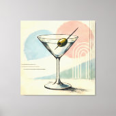 Mid Century Modern Martini Pastel Minimalist Art キャンバスプリント (正面)