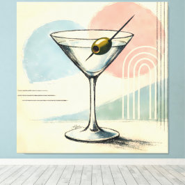 Mid Century Modern Martini Pastel Minimalist Art キャンバスプリント