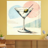 Mid Century Modern Martini Pastel Minimalist Art キャンバスプリント (インサイチュ (リビング))