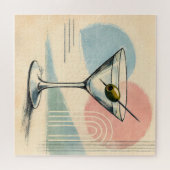 Mid Century Modern Martini Pastel Minimalist Art ジグソーパズル (横)