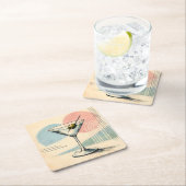 Mid Century Modern Martini Pastel Minimalist Art スクエアペーパーコースター (インサイチュ)