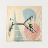 Mid Century Modern Martini Pastel Minimalist Art タペストリー (正面(横))