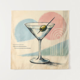 Mid Century Modern Martini Pastel Minimalist Art タペストリー
