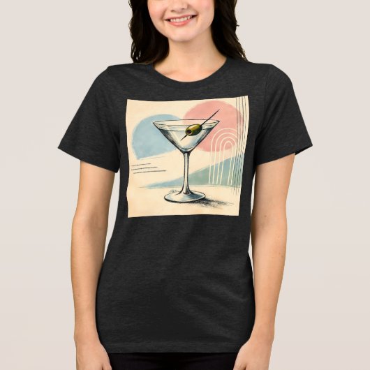 Mid Century Modern Martini Pastel Minimalist Art トライブレンドＴシャツ (正面)