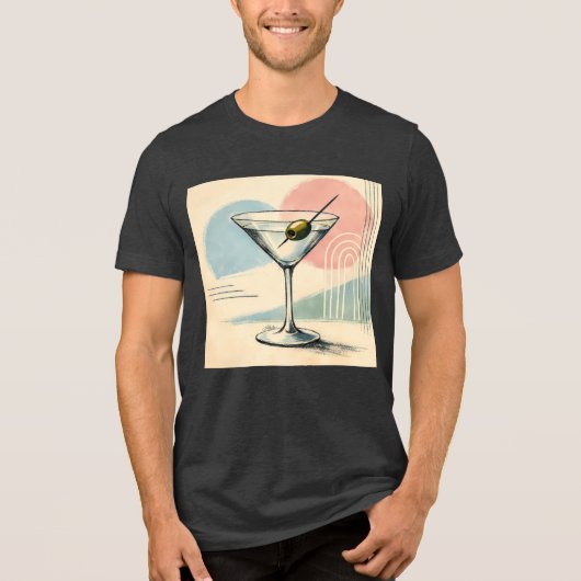 Mid Century Modern Martini Pastel Minimalist Art トライブレンドＴシャツ (正面)