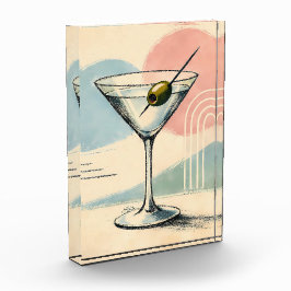Mid Century Modern Martini Pastel Minimalist Art フォトブロック
