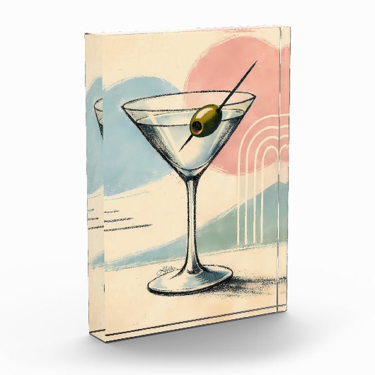 Mid Century Modern Martini Pastel Minimalist Art フォトブロック (左)