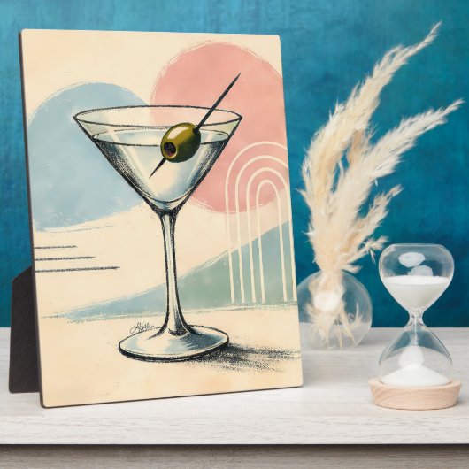 Mid Century Modern Martini Pastel Minimalist Art フォトプラーク (側面)