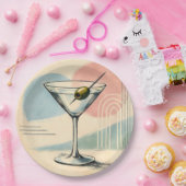 Mid Century Modern Martini Pastel Minimalist Art ペーパープレート (パーティー)