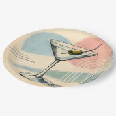 Mid Century Modern Martini Pastel Minimalist Art ペーパープレート (アングル)