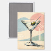 Mid Century Modern Martini Pastel Minimalist Art マグネット (正面/裏面)