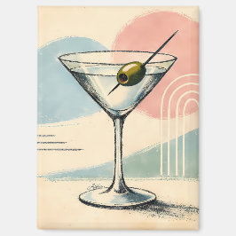 Mid Century Modern Martini Pastel Minimalist Art マグネット