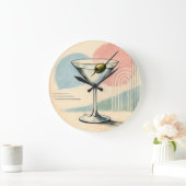 Mid Century Modern Martini Pastel Minimalist Art ラージ壁時計 (ホーム)