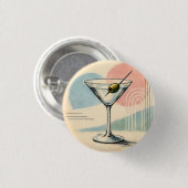 Mid Century Modern Martini Pastel Minimalist Art 缶バッジ (正面&裏面)