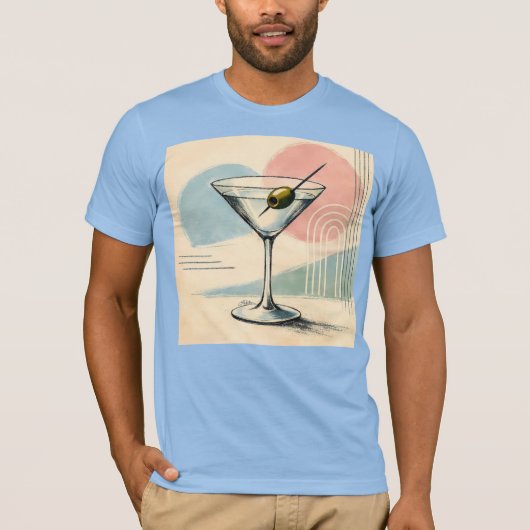 Mid Century Modern Martini Pastel Minimalist Art Tシャツ (正面)