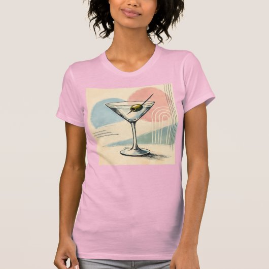 Mid Century Modern Martini Pastel Minimalist Art Tシャツ (正面)