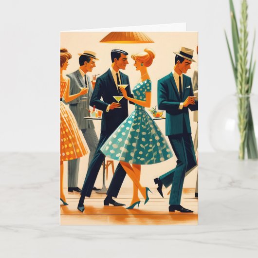 Mid Century Modern Martinis Dancing Cocktail Party カード (正面)