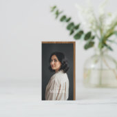 Mid-century Modern Minimal Woodgrain Photo QR Code 名刺 (スタンド正面)