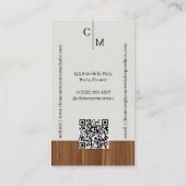Mid-century Modern Minimal Woodgrain Photo QR Code 名刺 (裏面)