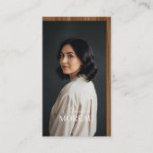 Mid-century Modern Minimal Woodgrain Photo QR Code 名刺 (正面)