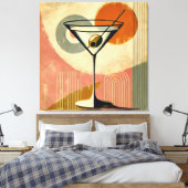 Mid Century Modern Minimalist Art Martini キャンバスプリント (インサイチュ (寝室))