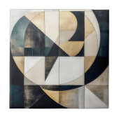 Mid-Century Modern Neutral Gold Circle Geometric タイル (正面)