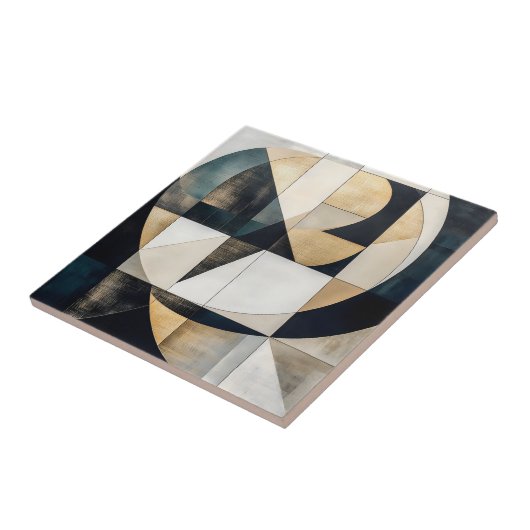 Mid-Century Modern Neutral Gold Circle Geometric タイル (側面)