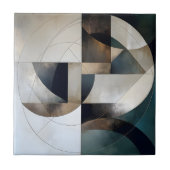 Mid-Century Modern Neutral Gold Geometric Abstract タイル (正面)