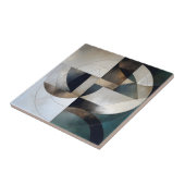 Mid-Century Modern Neutral Gold Geometric Abstract タイル (側面)