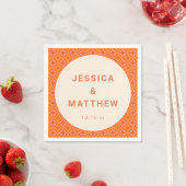 Mid Century Modern Orange Geometric Custom Wedding スタンダードカクテルナプキン (インサイチュ)