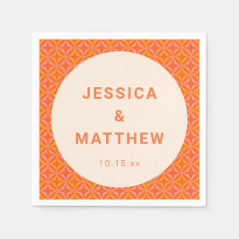 Mid Century Modern Orange Geometric Custom Wedding スタンダードカクテルナプキン