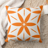 Mid-Century Modern Orange Geometric Floral クッション (ブランケット)