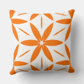 Mid-Century Modern Orange Geometric Floral クッション (裏面)