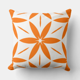 Mid-Century Modern Orange Geometric Floral クッション