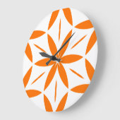 Mid-Century Modern Orange Geometric Floral ラージ壁時計 (傾斜)