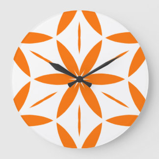 Mid-Century Modern Orange Geometric Floral ラージ壁時計
