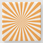 Mid century modern Orange White Geometric Sunshine ストーンコースター (正面)
