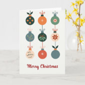 Mid Century Modern Ornament Merry Christmas Card カード (黄色い花)