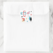 Mid Century Modern Oval Starburst Flamingo Pattern スクエアシール (バッグ)