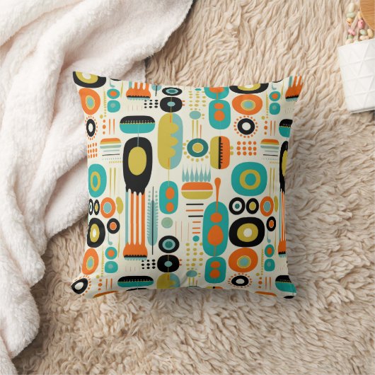 Mid Century Modern Pattern Colorful RETRO  クッション (ブランケット)