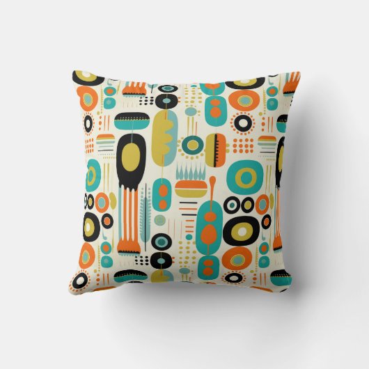 Mid Century Modern Pattern Colorful RETRO クッション (裏面)