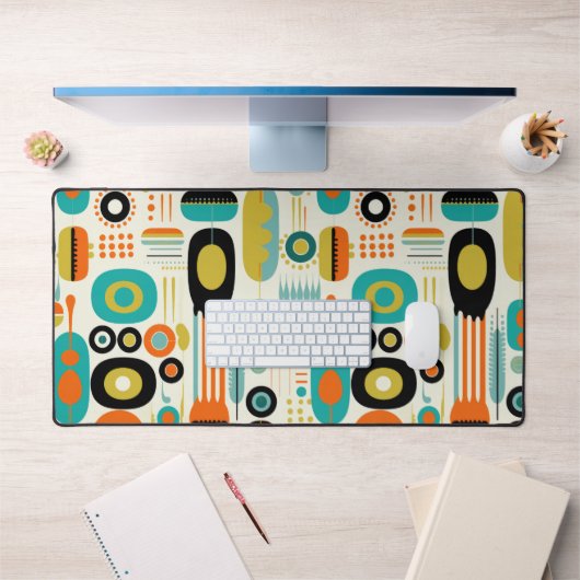 Mid Century Modern Pattern Colorful RETRO  デスクマット (オフィス1)