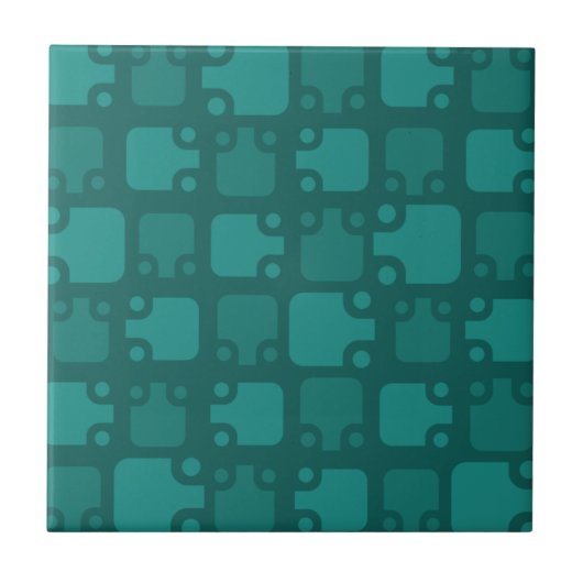 Mid Century Modern Pattern Teal タイル (正面)