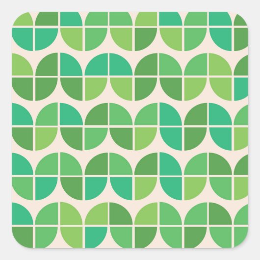  Mid Century Modern  Pattern with geometric green  スクエアシール (正面)