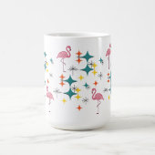 Mid Century Modern Pink Flamingo Diamond Starburst コーヒーマグカップ (中央)