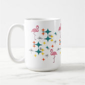 Mid Century Modern Pink Flamingo Diamond Starburst コーヒーマグカップ (左)