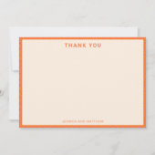 Mid-Century Modern Pink Orange Custom Wedding Name サンキューカード (正面)
