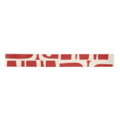 Mid-Century Modern Piquet Retro Pattern Red サテンリボン (正面)